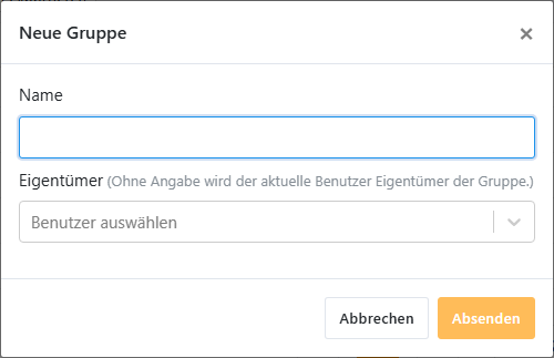 Dialog Neue Gruppe