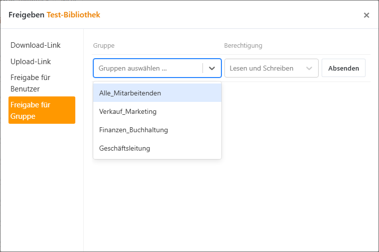 Freigabe für eine Gruppe