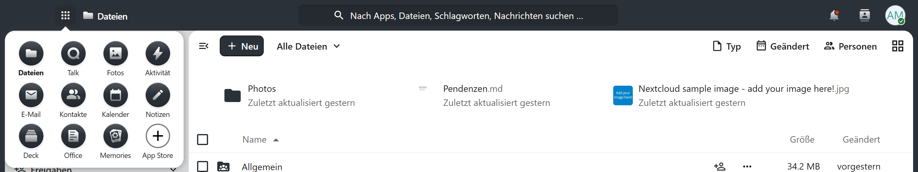 Das Anwendungsmenü