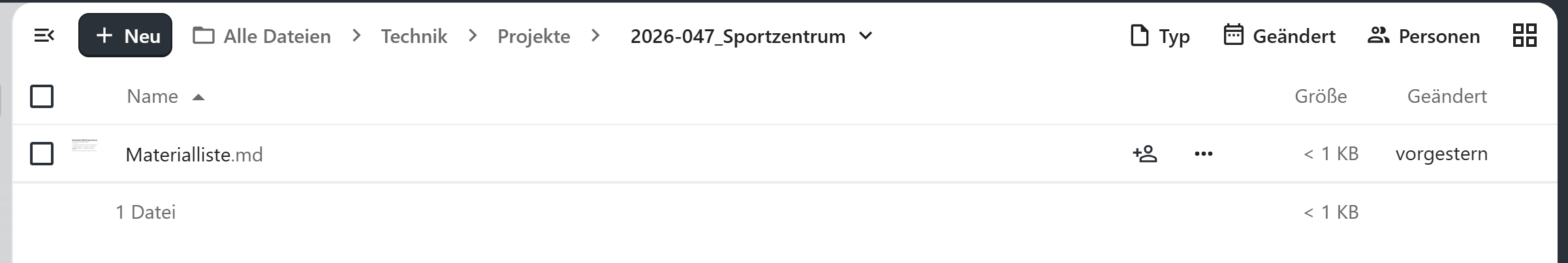 Ein Projektordner mit Unterlagen