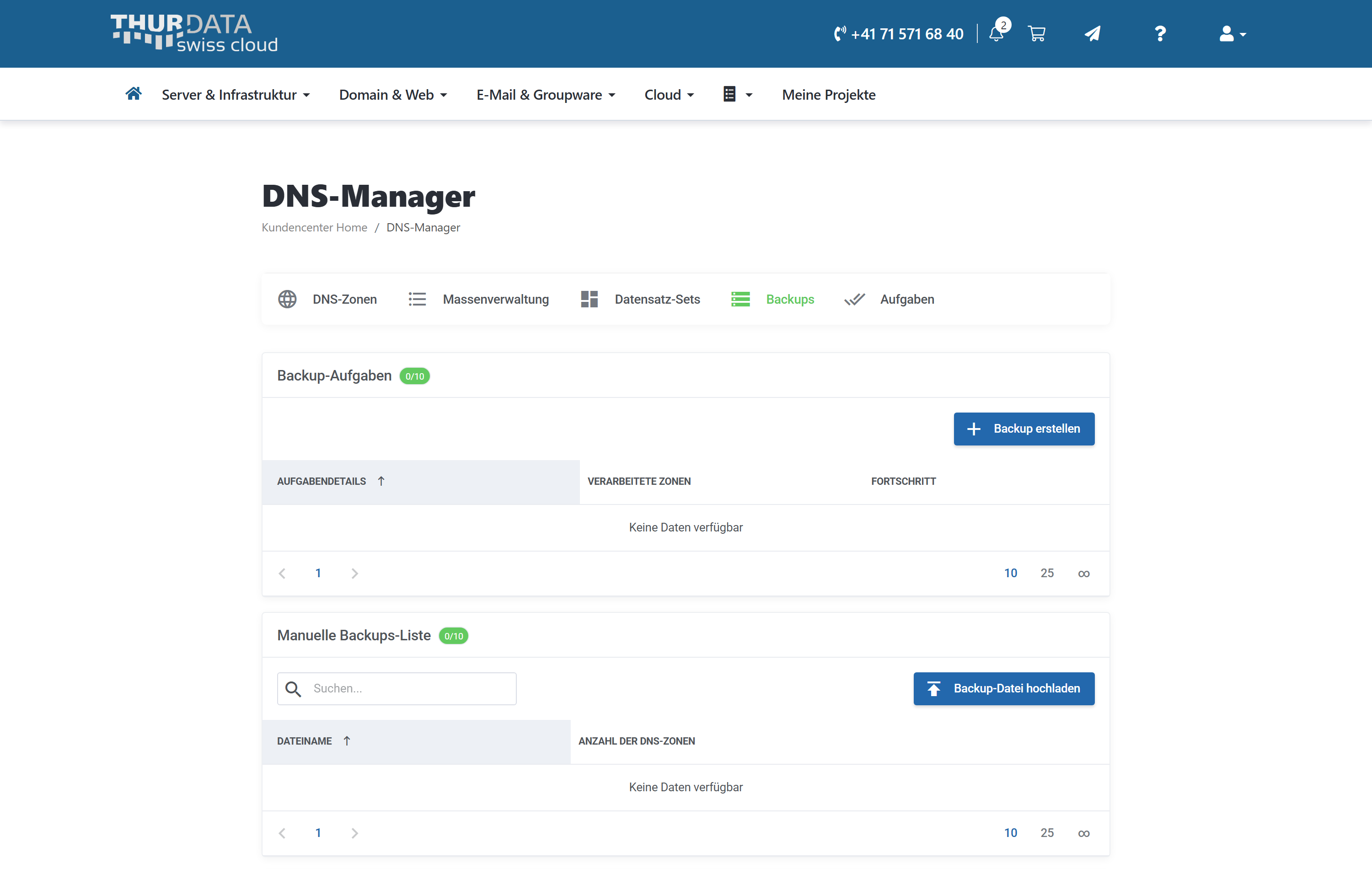 Sicherungen im DNS-Manager