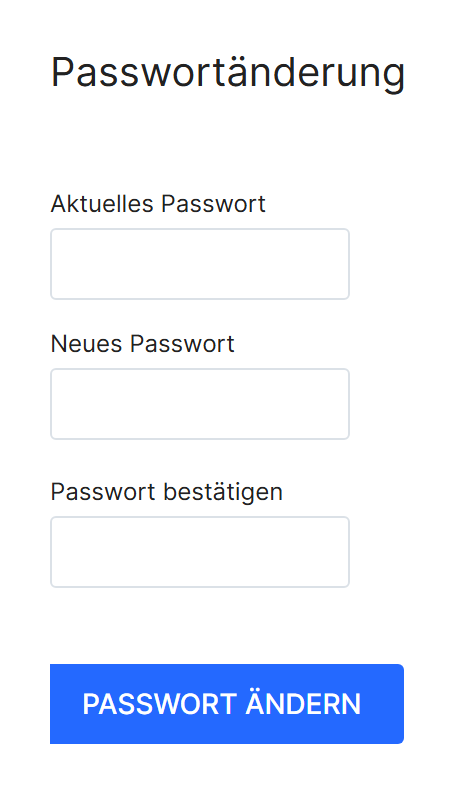 Die Felder zum Ändern des Passworts