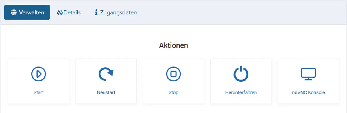 ThurVServer im Kundenbereich starten, neu starten, stoppen und per noVNC-Konsole zugreifen