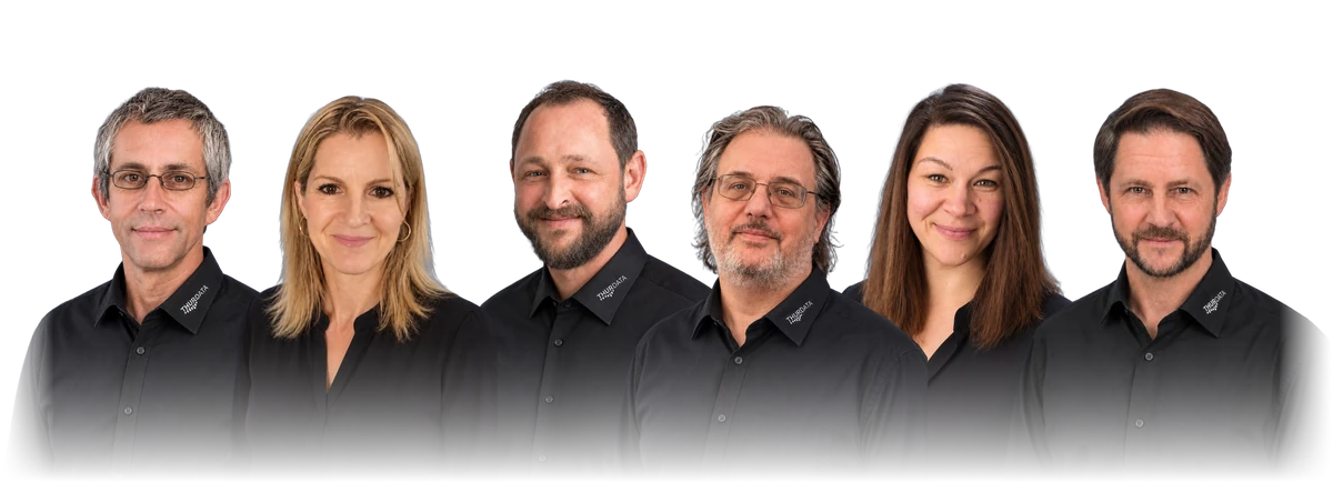 Das ThurData-Team: André Genrich, Rahel Kümmin, Andreas Ebneter, Roland Käser, Frederike Ebneter und Marcel Ebneter